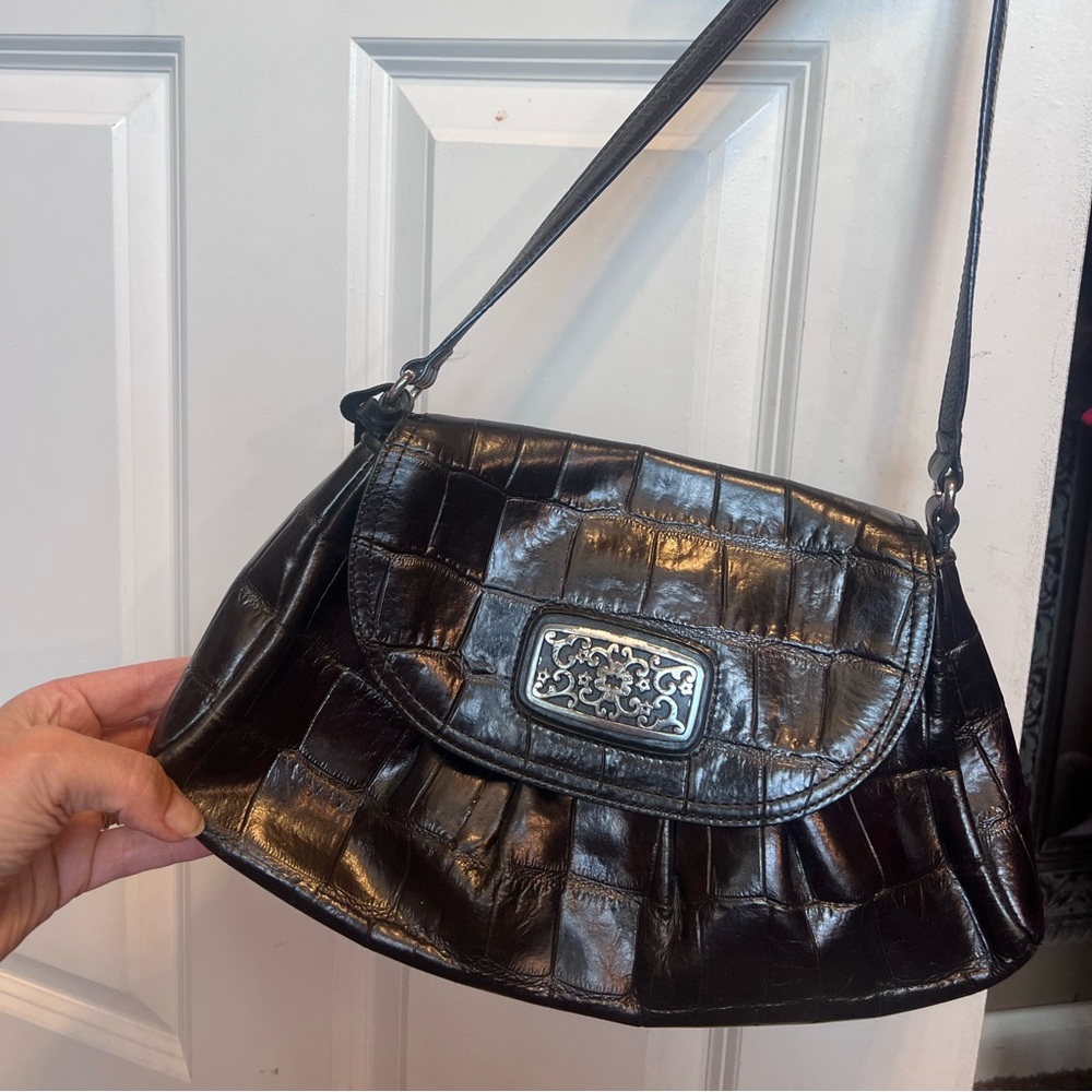 Brighton black leather hobo bag